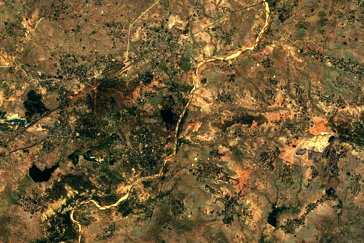 Son River: satellite view of the source