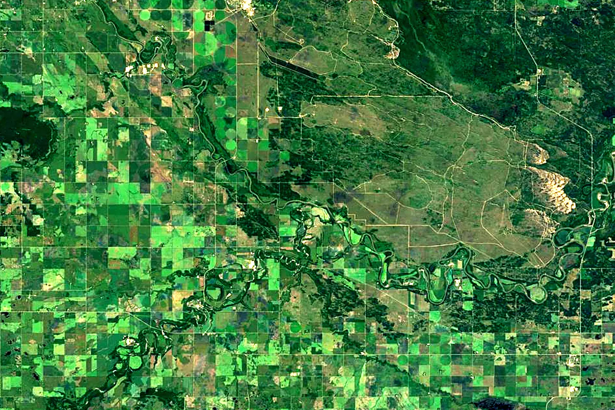 Souris River: satellite view of the mouth