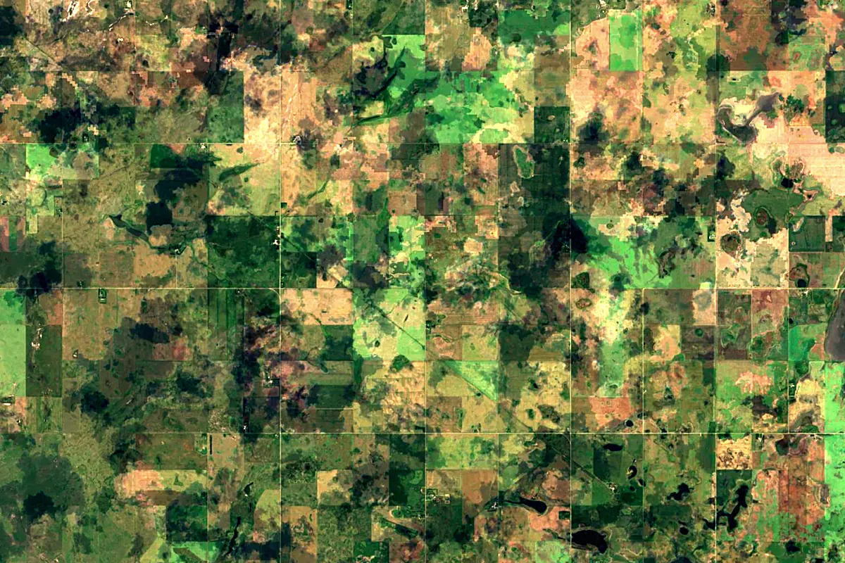 Souris River: satellite view of the source