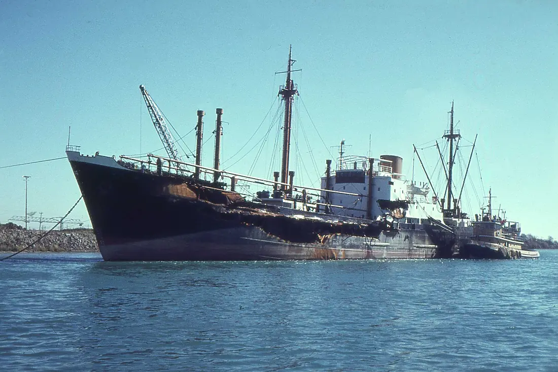 German cargo ship Emstein after a serious collision on the St. Clair River - Canada