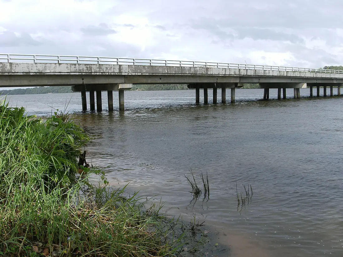 Broken down bridge over Suriname river between Carolina and Jodensavanne 3