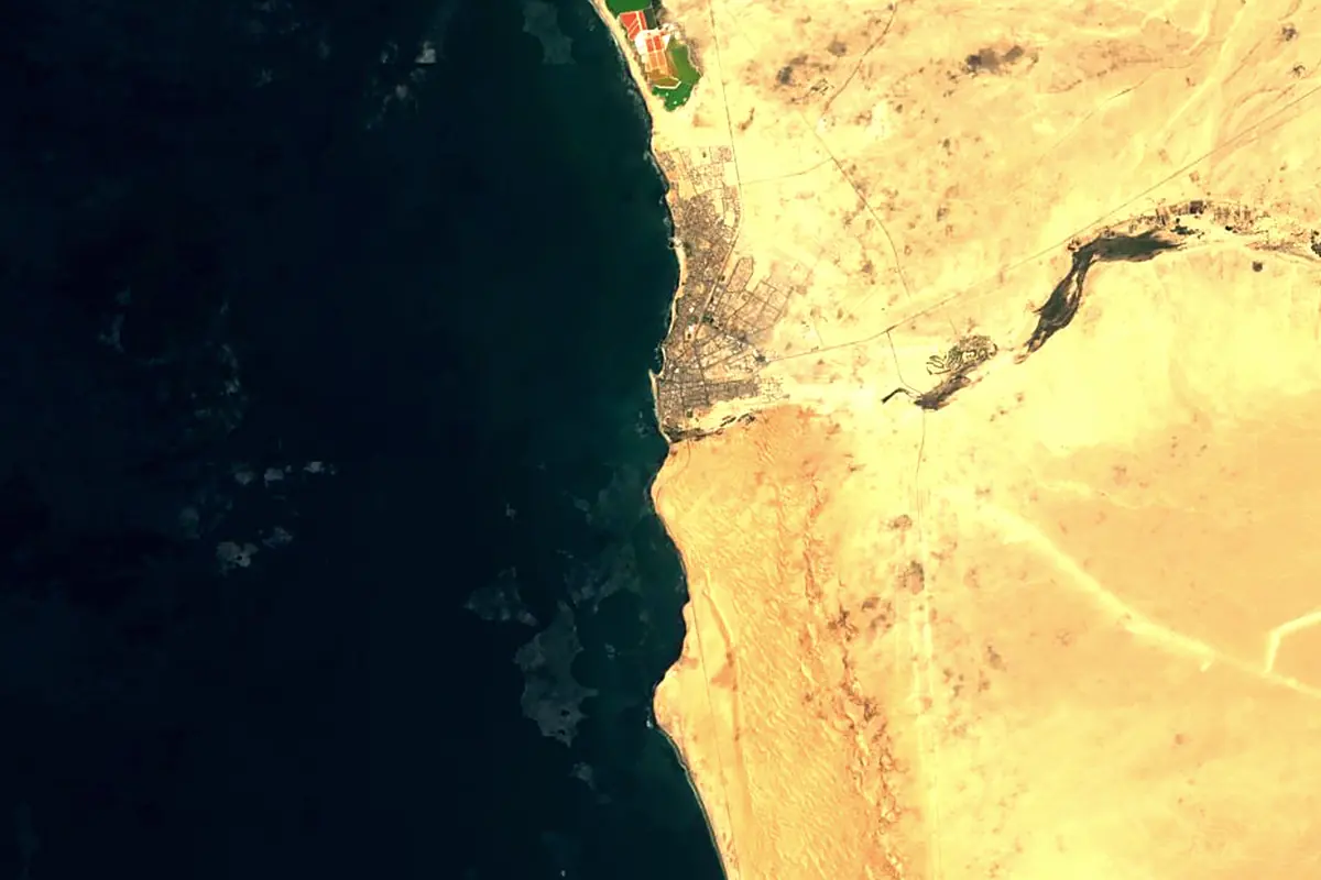 Swakop River: satellite view of the mouth
