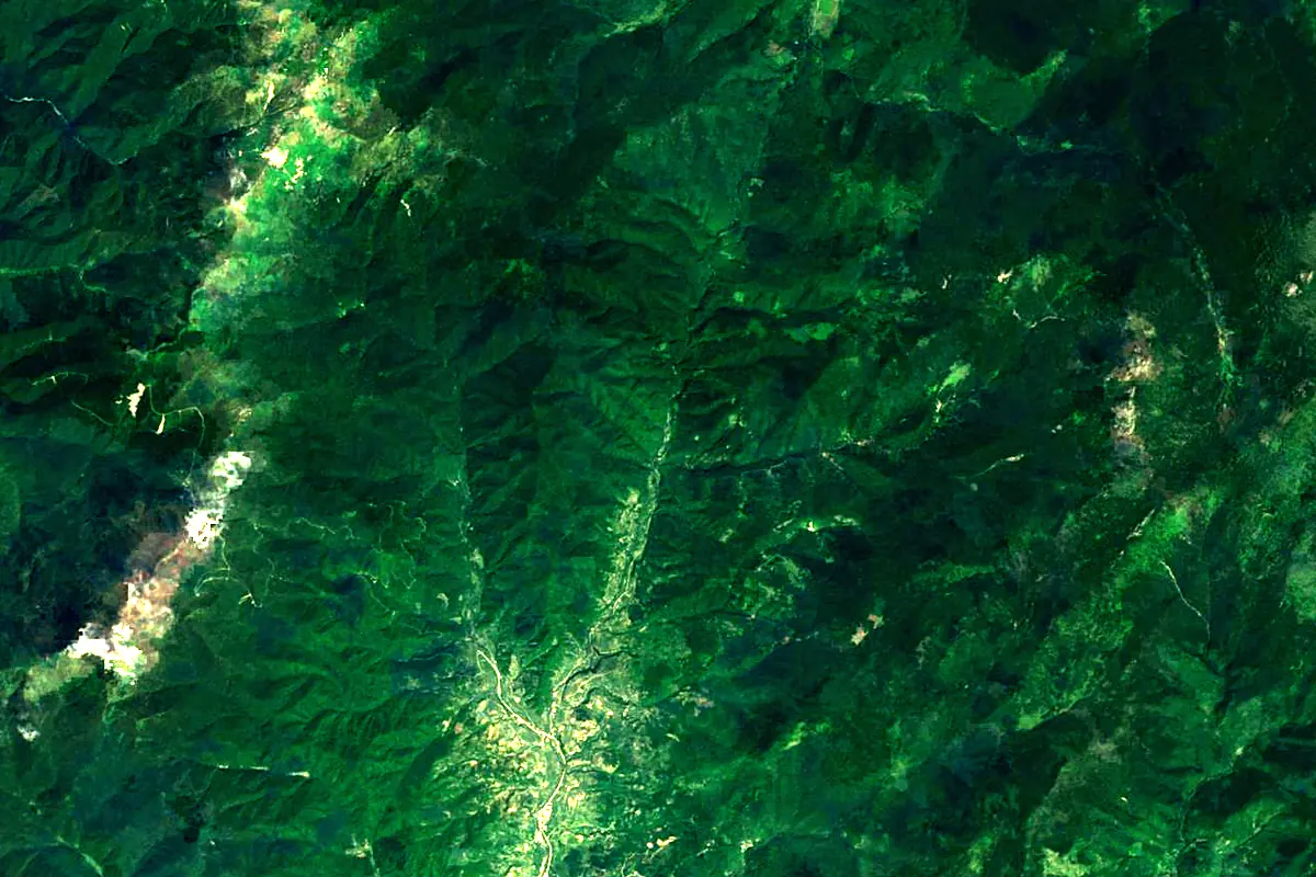 Taedong River: satellite view of the source