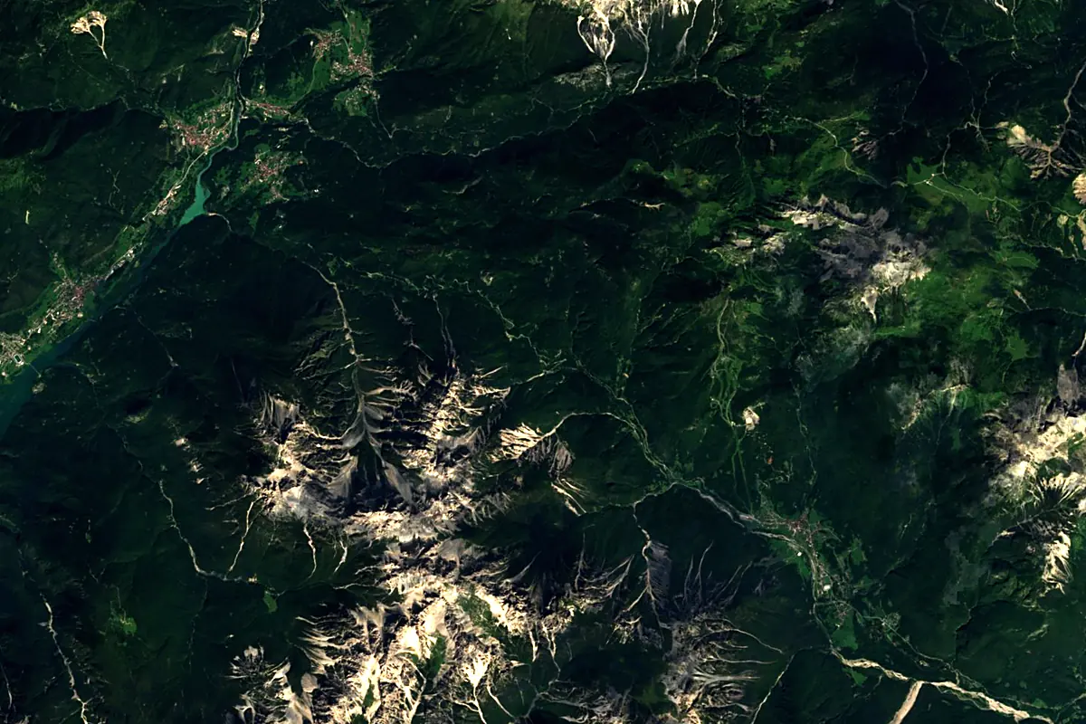 Tagliamento: satellite view of the source