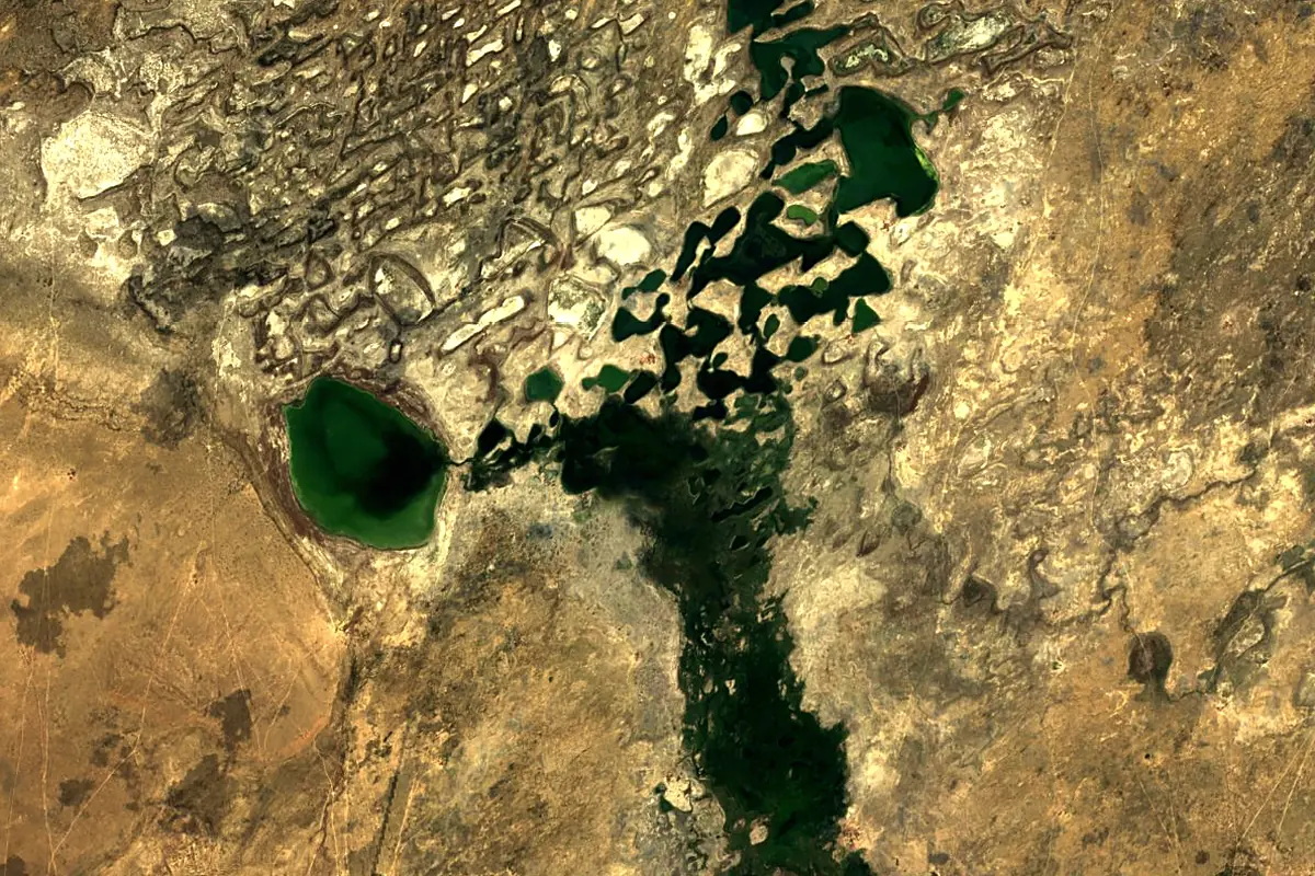 Talas River: satellite view of the mouth