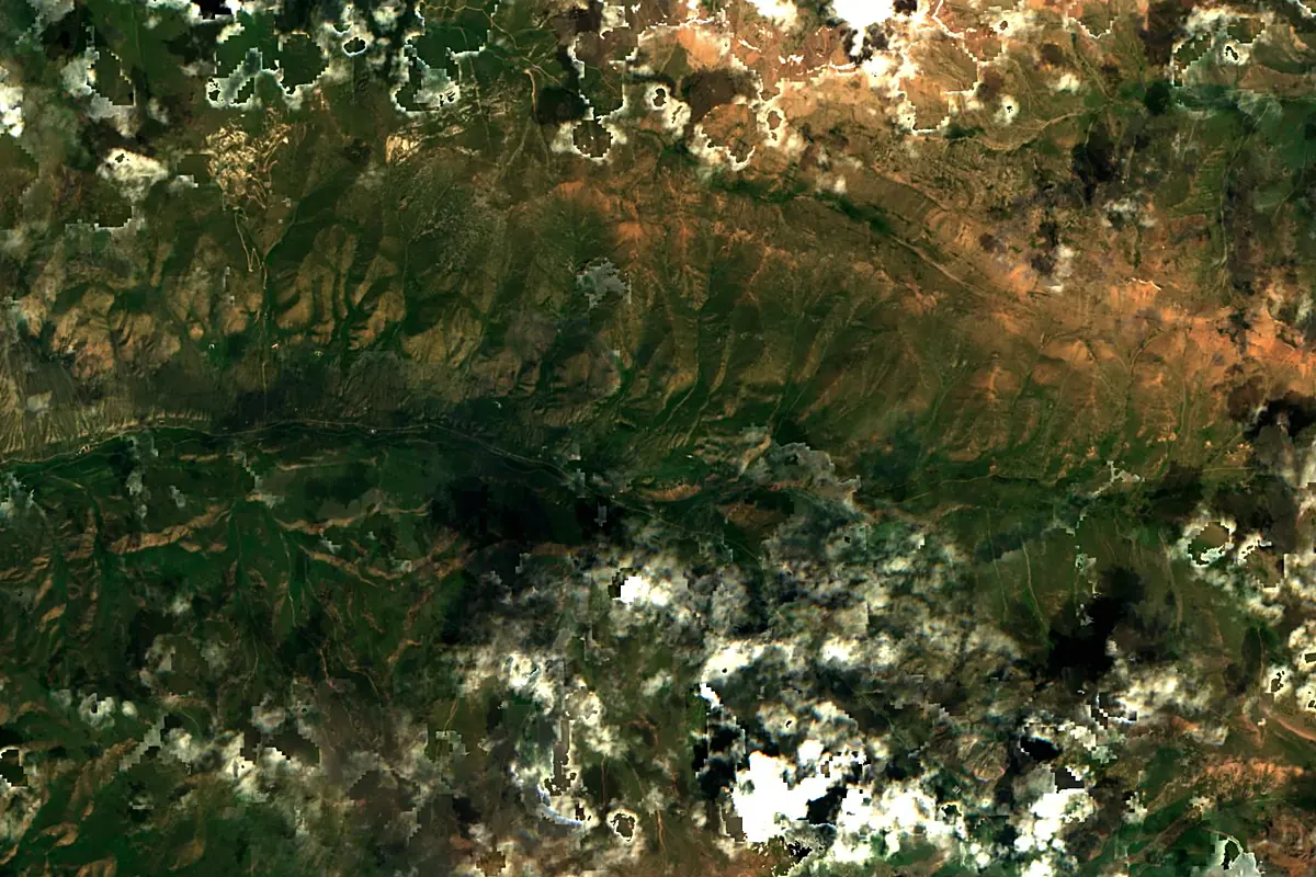Talas River: satellite view of the source