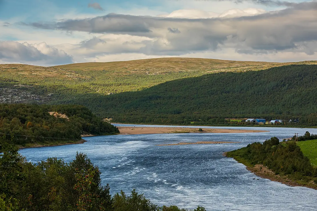 Tana river at Bodnjeguoika in Utsjoki, Lapland, Finland, 2022 August