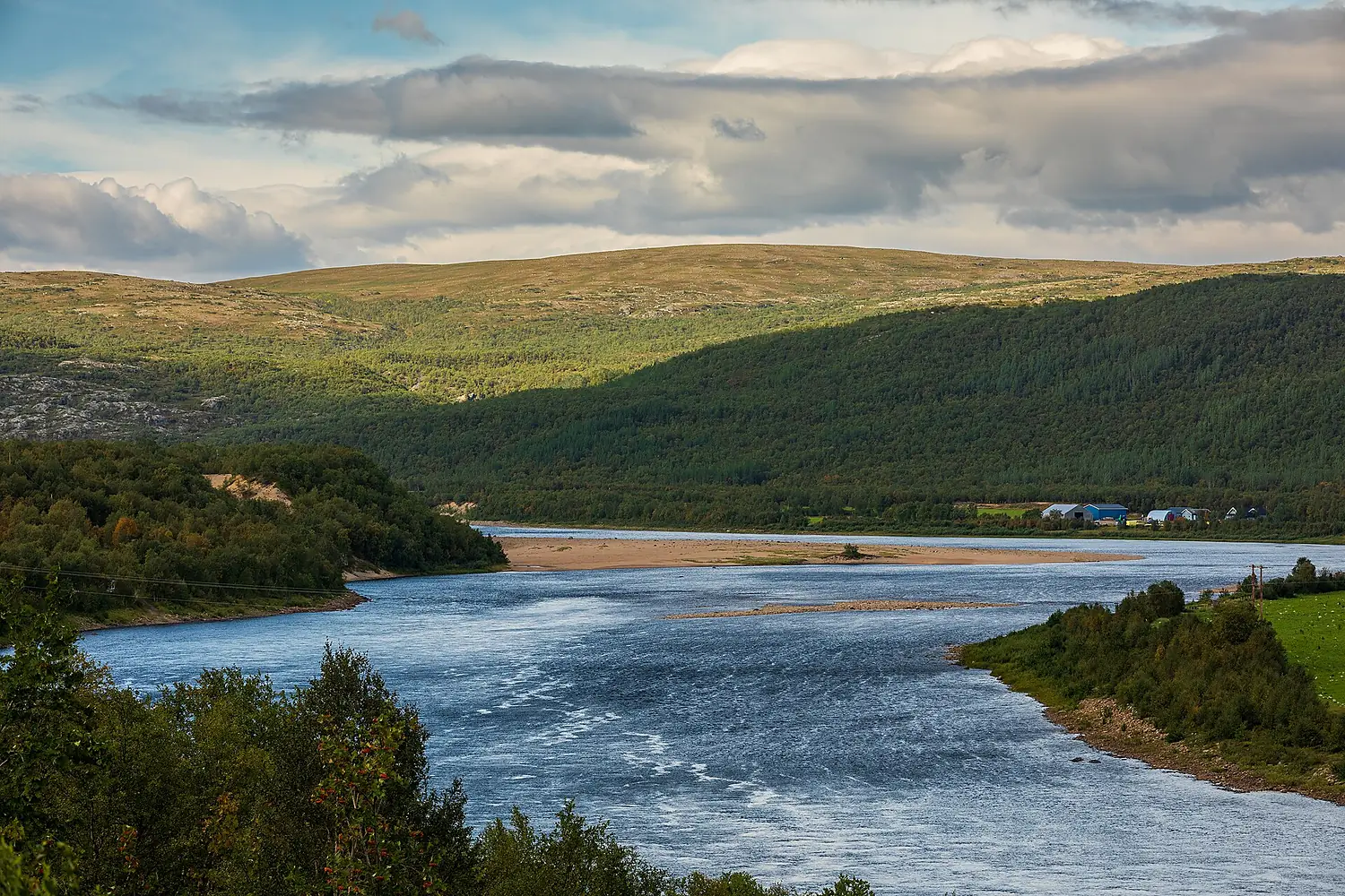 Tana river at Bodnjeguoika in Utsjoki, Lapland, Finland, 2022 August