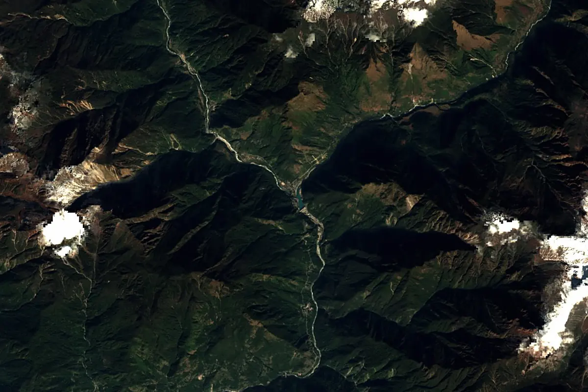 Teesta River: satellite view of the source