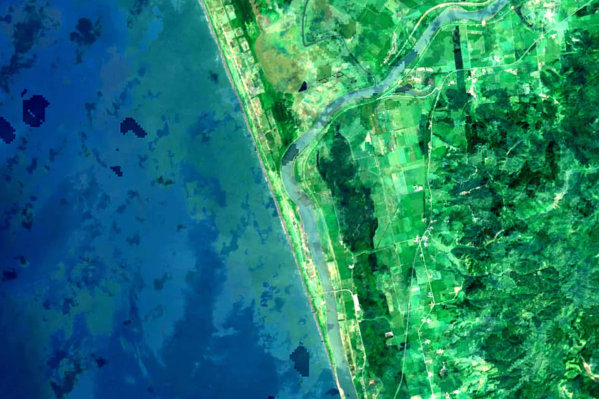 Teshio River: satellite view of the mouth