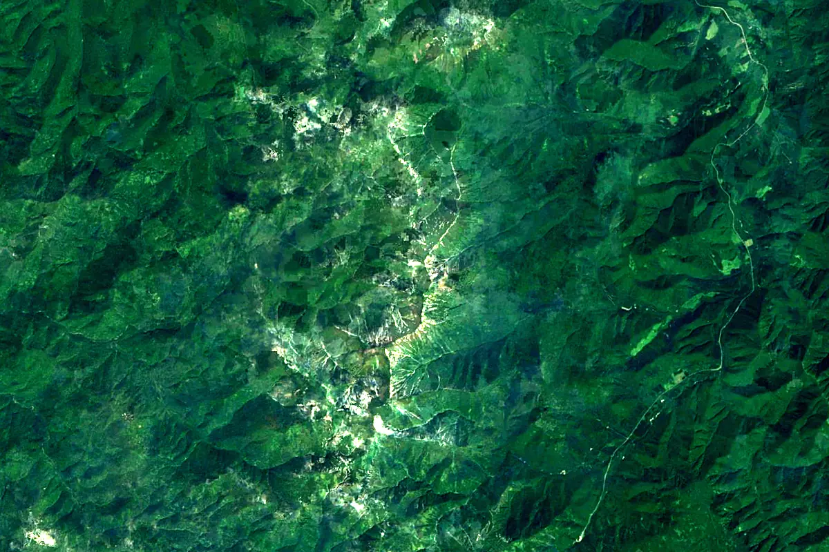 Teshio River: satellite view of the source