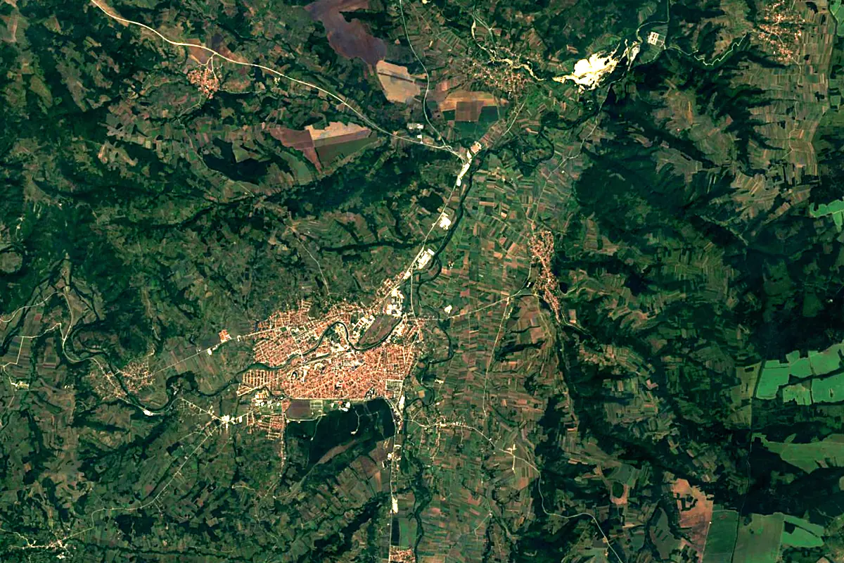 Timok: satellite view of the source