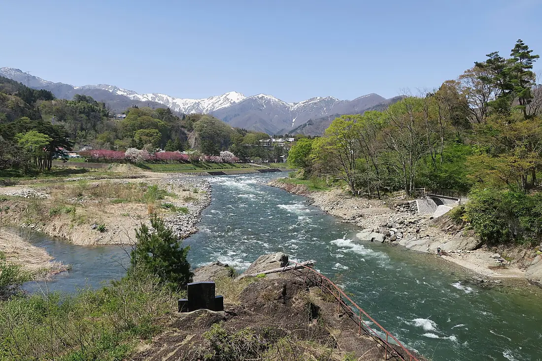 Minakami Onsen Tone River view from Yosano Akiko Park