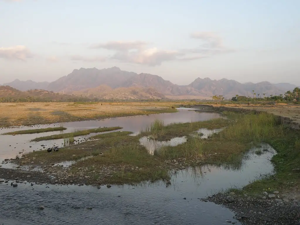 Tono River view to steep inland hills, Oecusse, 17 Sep 2009