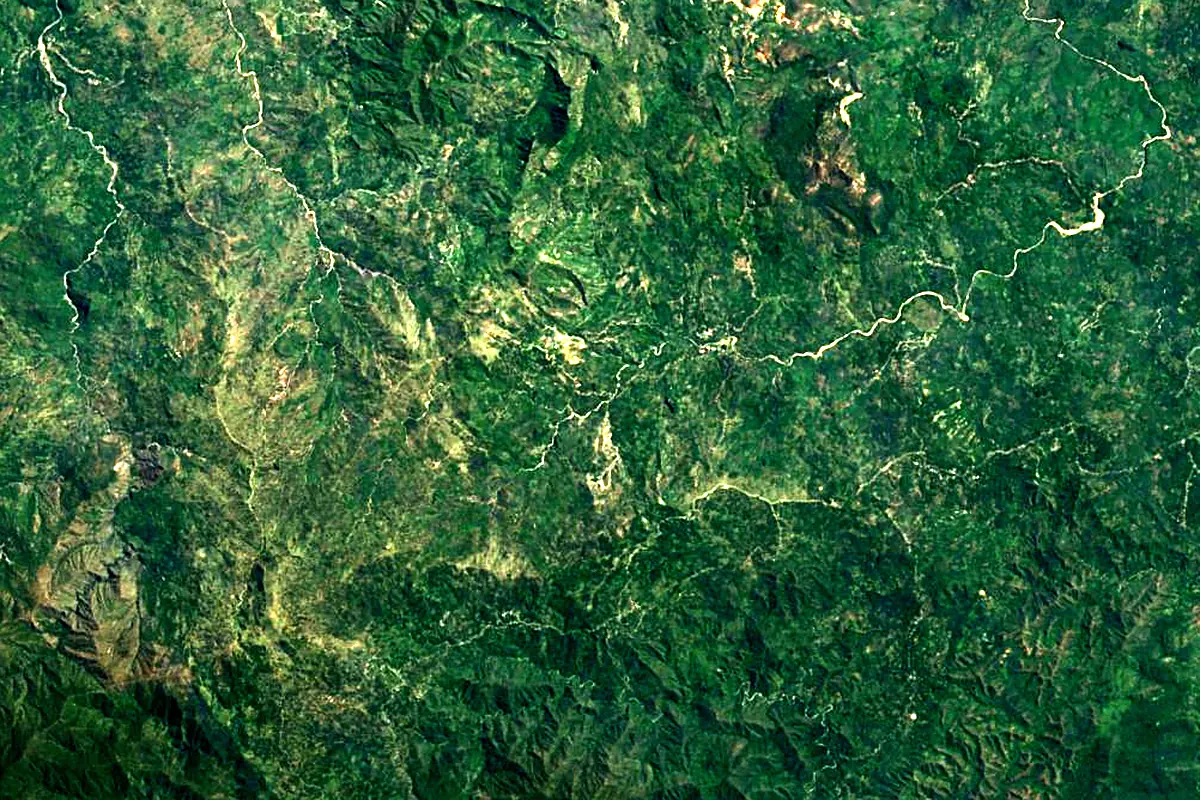 Tono River: satellite view of the source