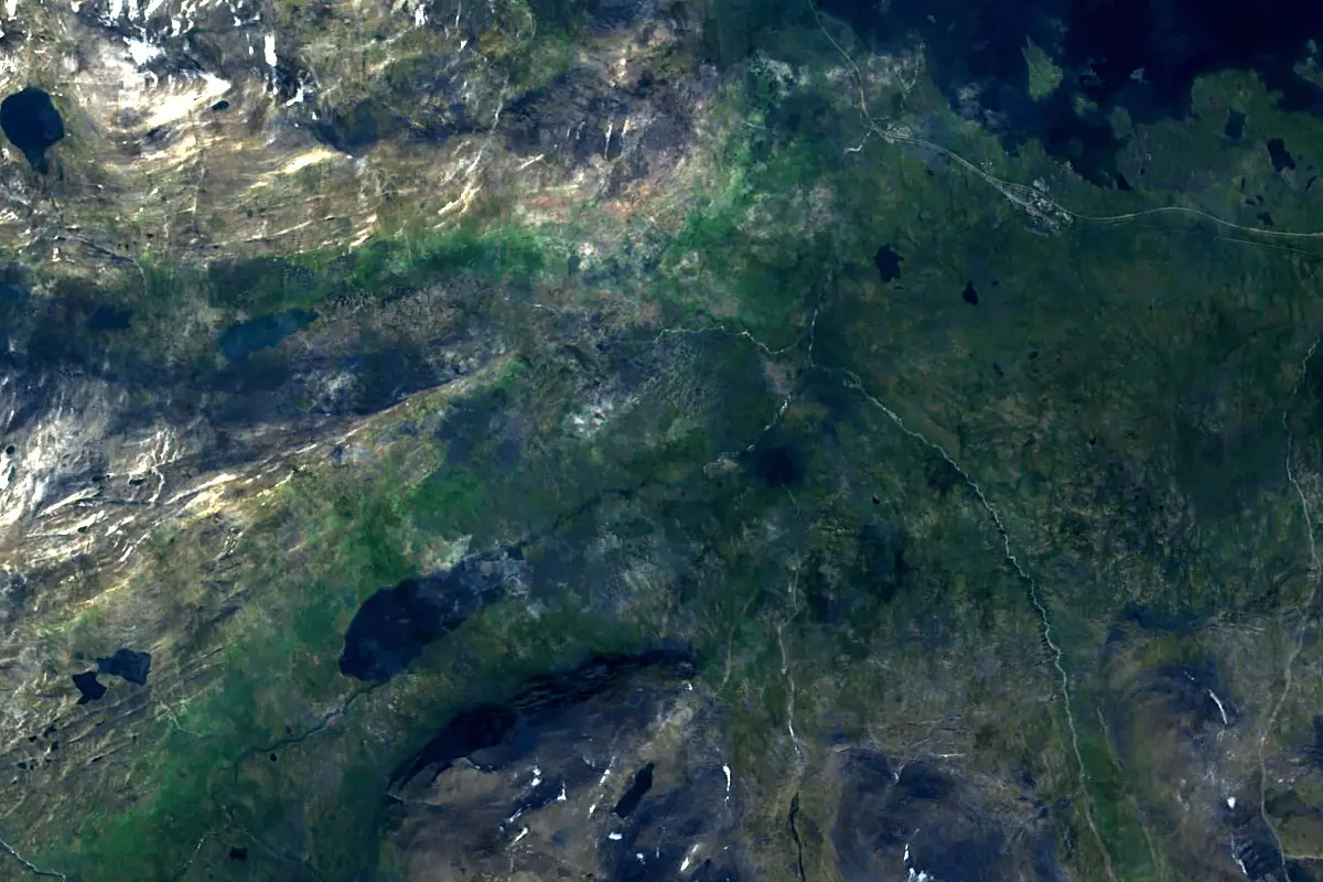 Torne River: satellite view of the source