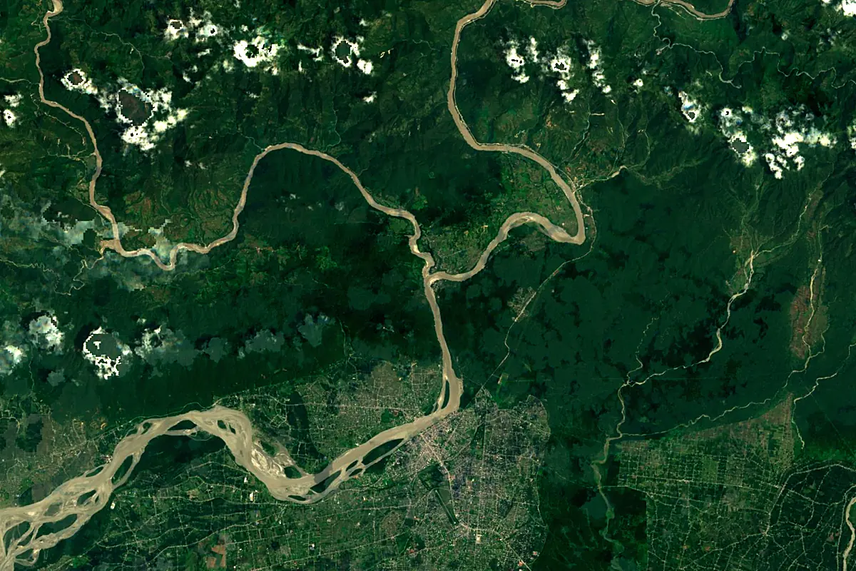 Trishuli River: satellite view of the mouth