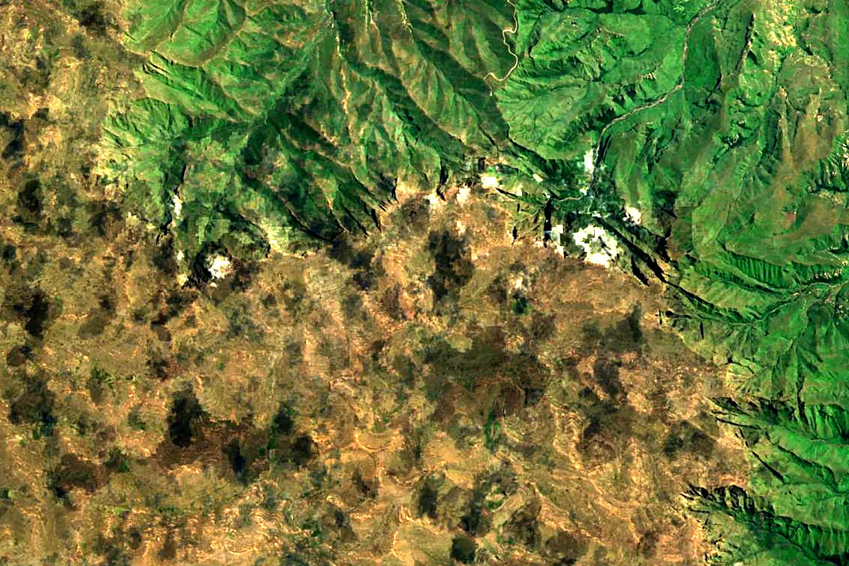 Tugela River: satellite view of the source