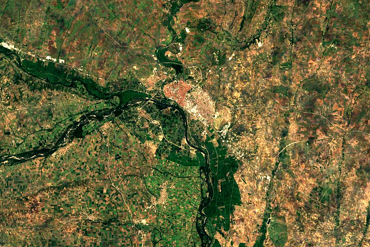 Tundzha: satellite view of the mouth