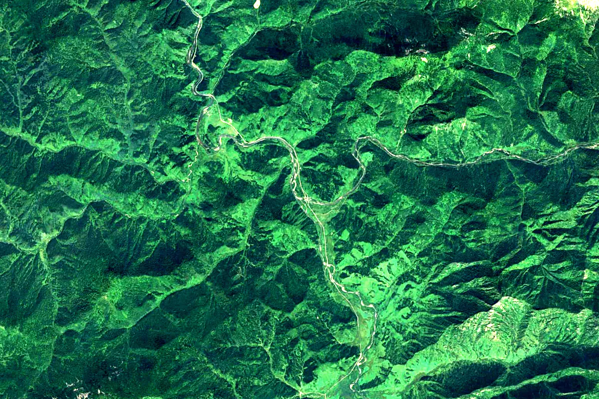 Uba River: satellite view of the source