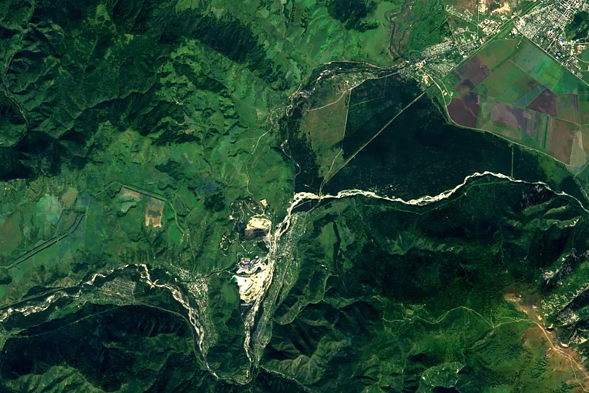 Ülbi River: satellite view of the source