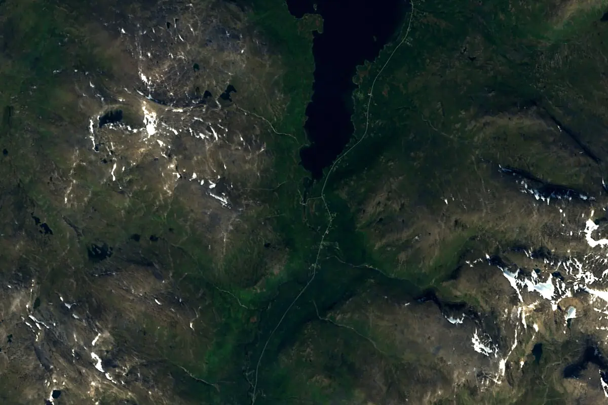 Ume älv: satellite view of the source