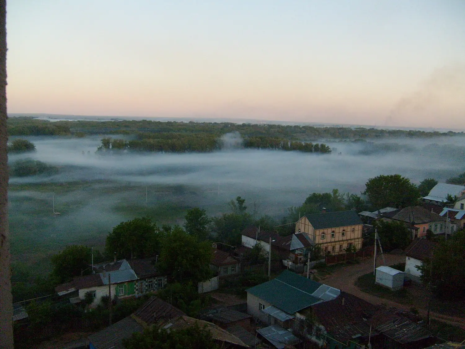 Fog in the Ural river valley