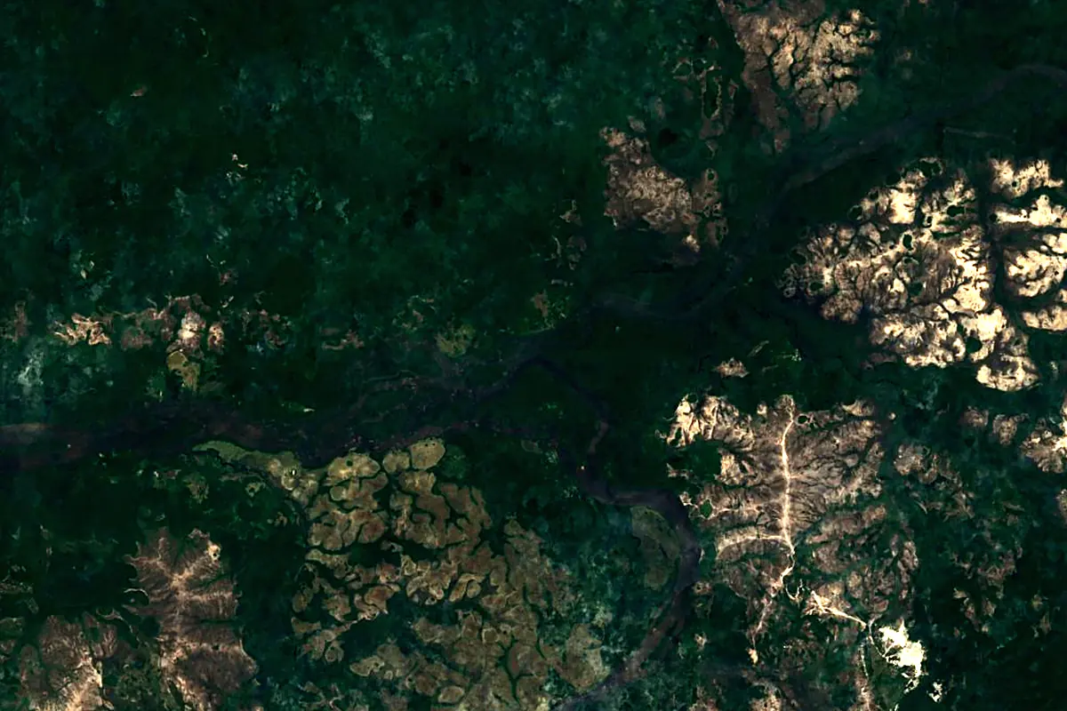 Ventuari River: satellite view of the mouth