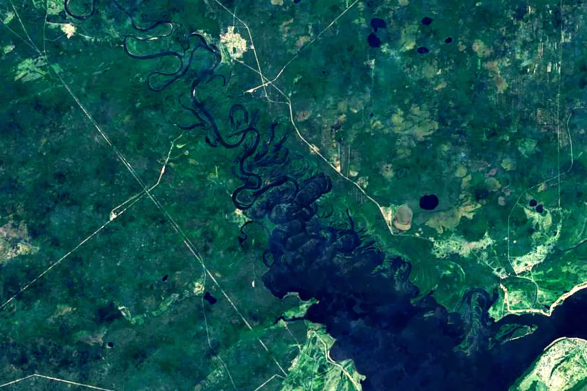 Vetluga: satellite view of the mouth