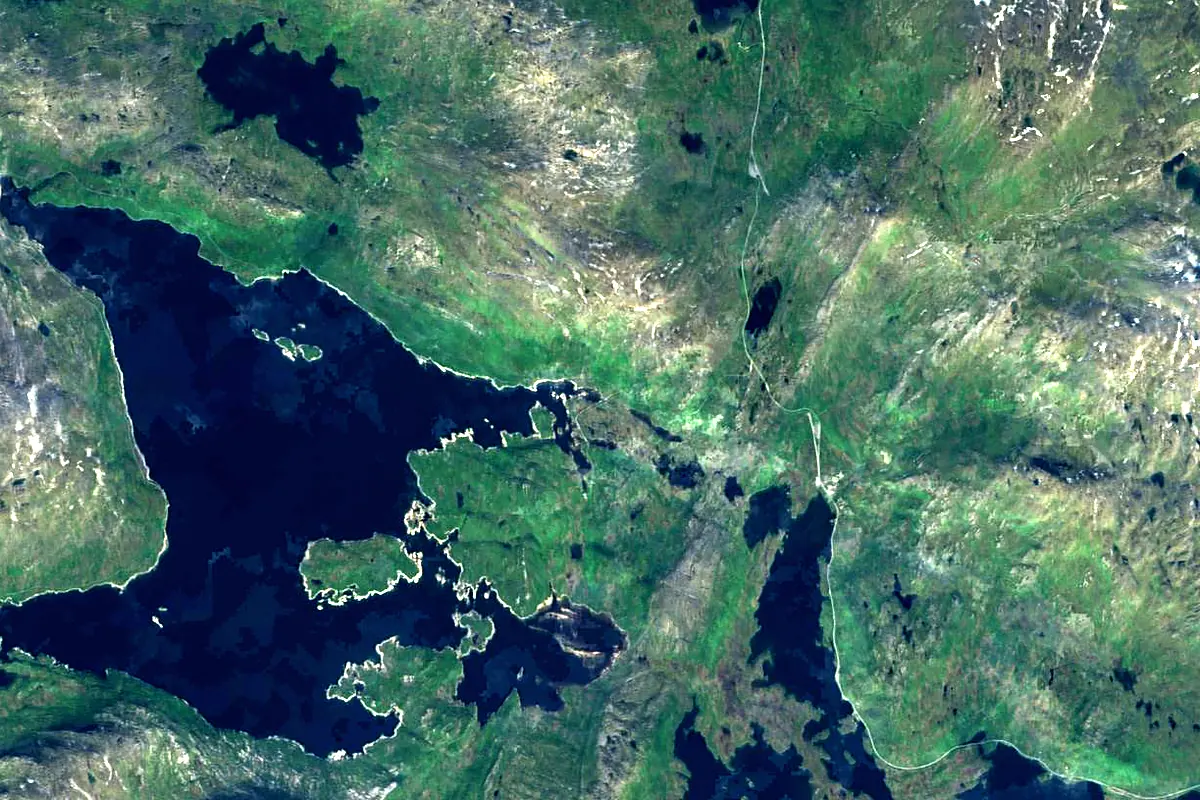 Vindel River: satellite view of the source
