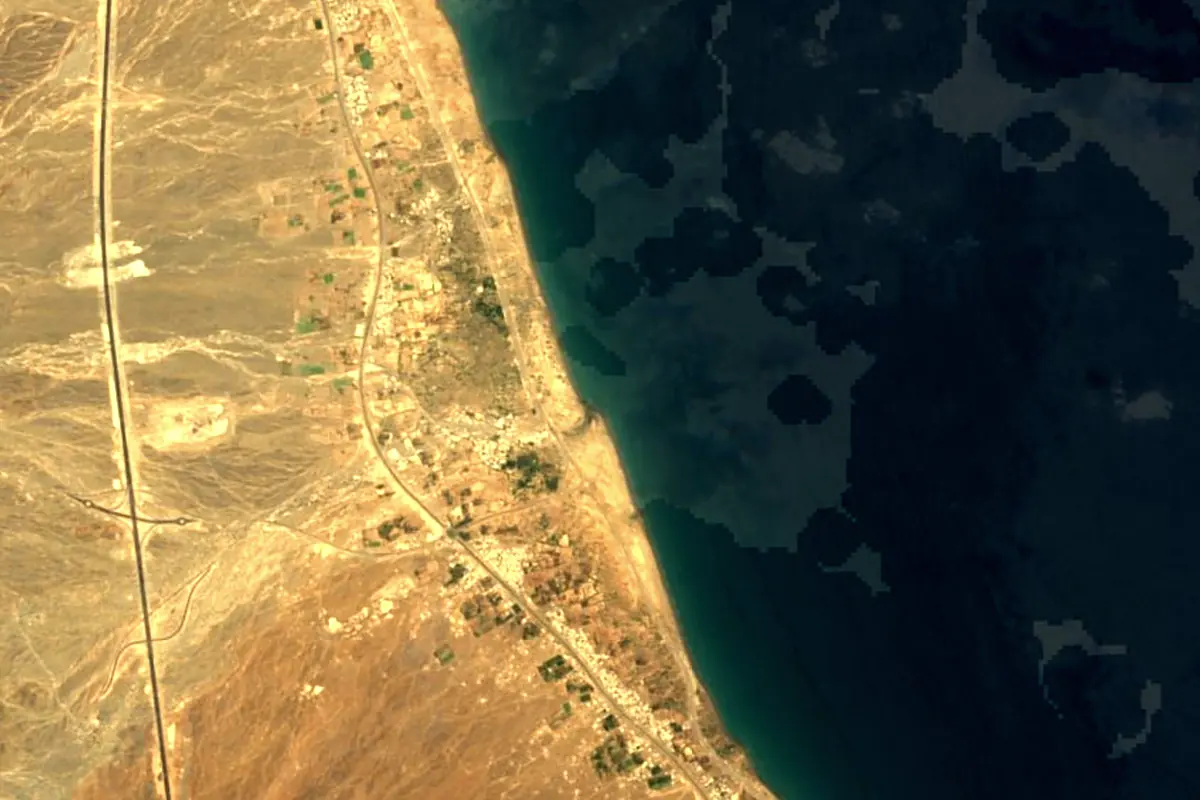 Wadi Al Qor: satellite view of the mouth