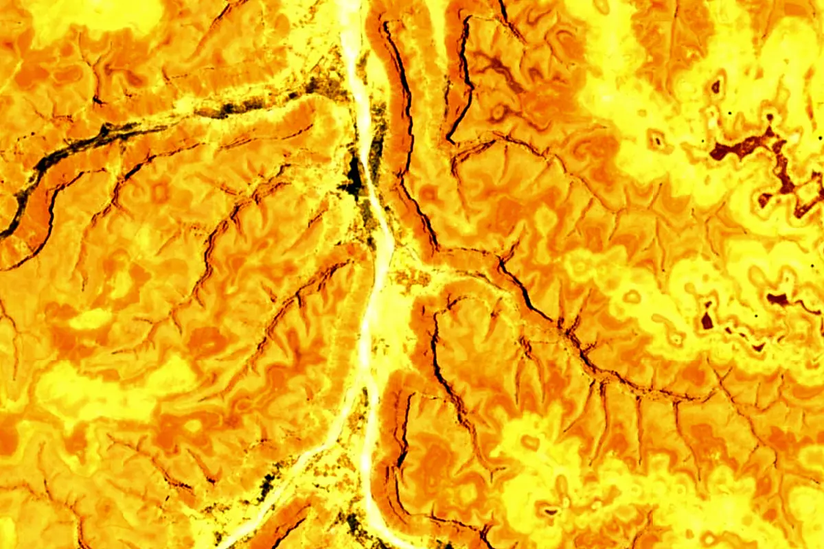 Wadi Dawan: satellite view of the mouth