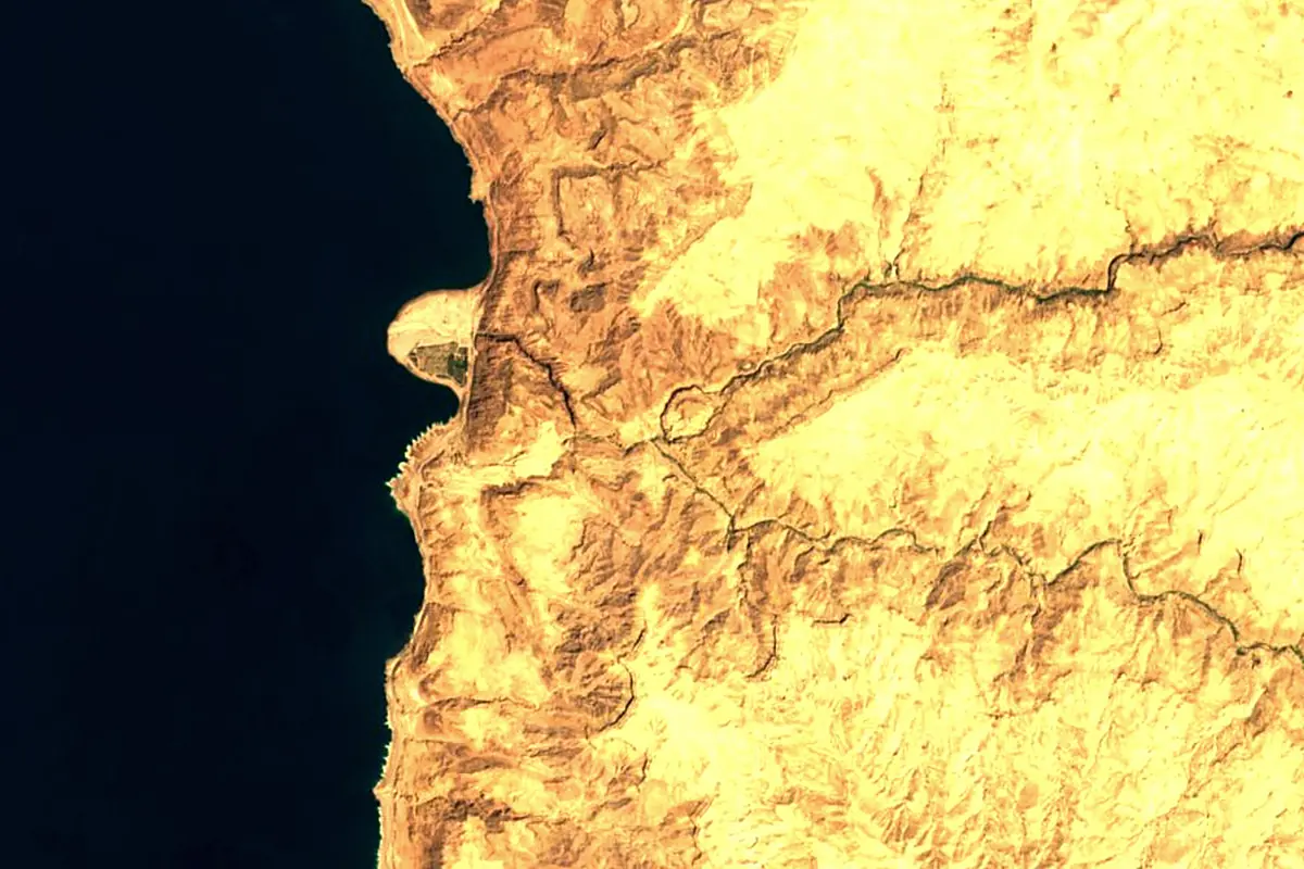 Wadi Mujib: satellite view of the mouth