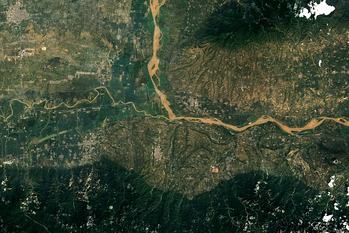 Wei River: satellite view of the mouth