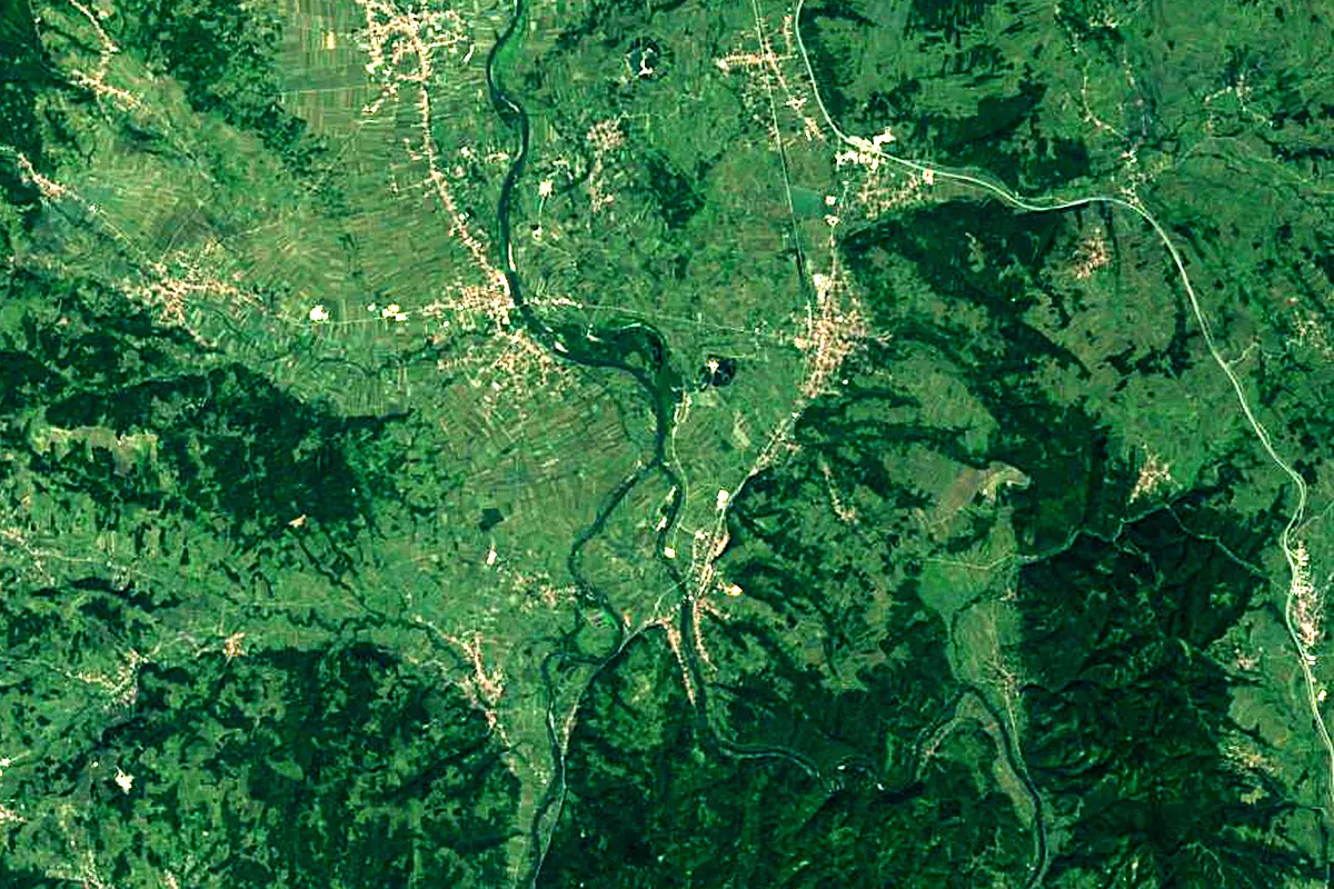 West Morava: satellite view of the mouth