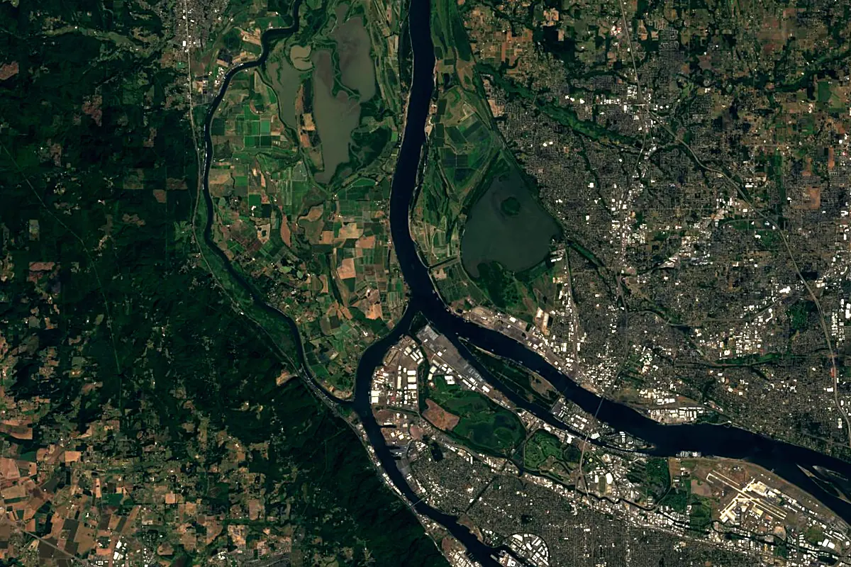 Willamette River: satellite view of the mouth