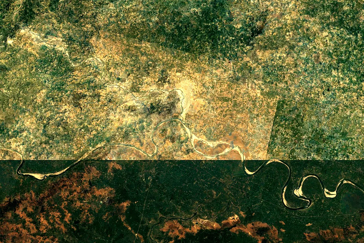 Yamuna: satellite view of the mouth