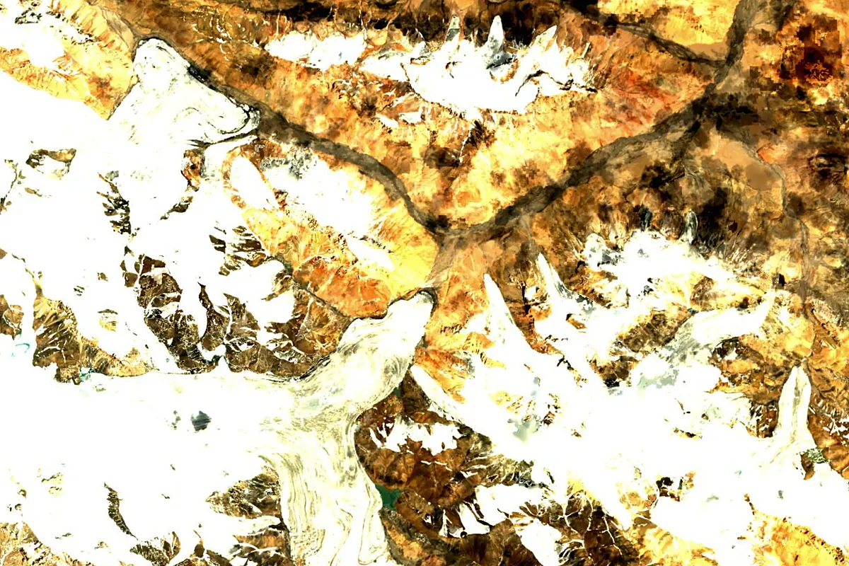 Yarkand River: satellite view of the source