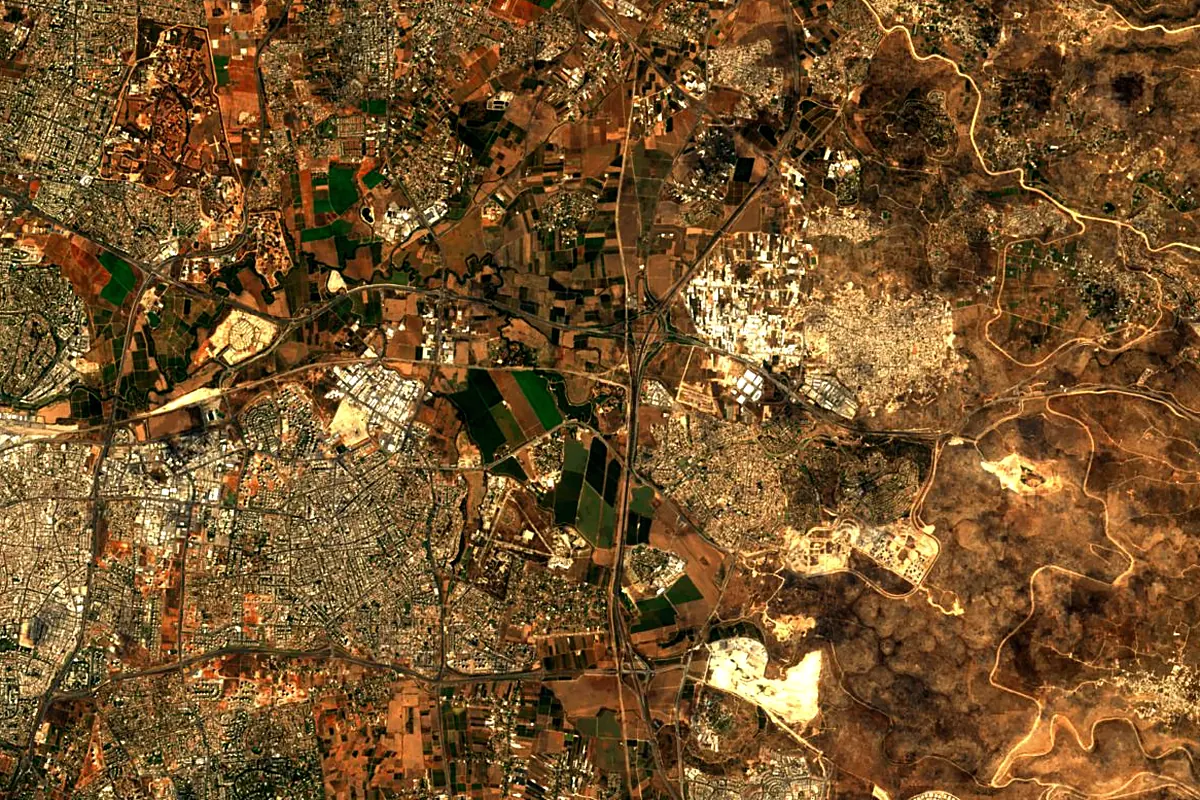 Yarkon River: satellite view of the source