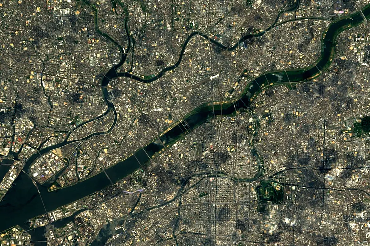 Yodo River: satellite view of the mouth