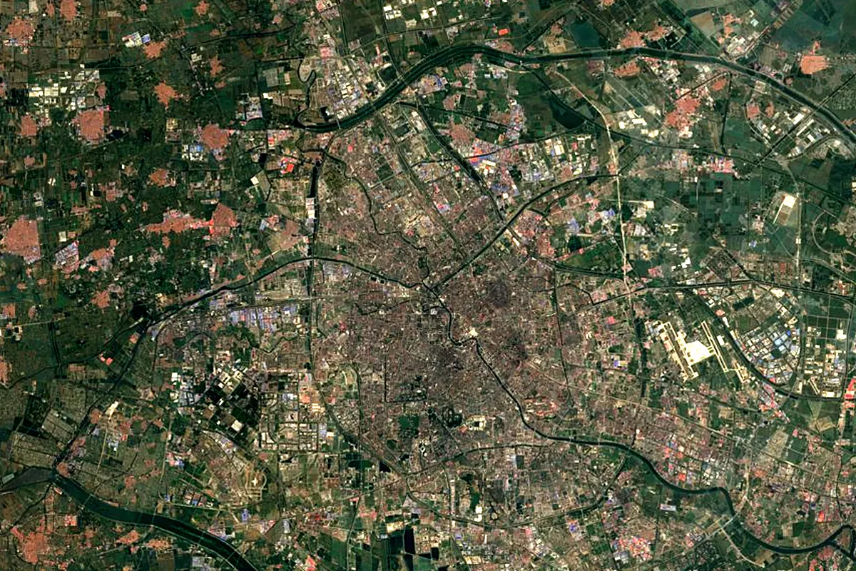 Yongding River: satellite view of the mouth