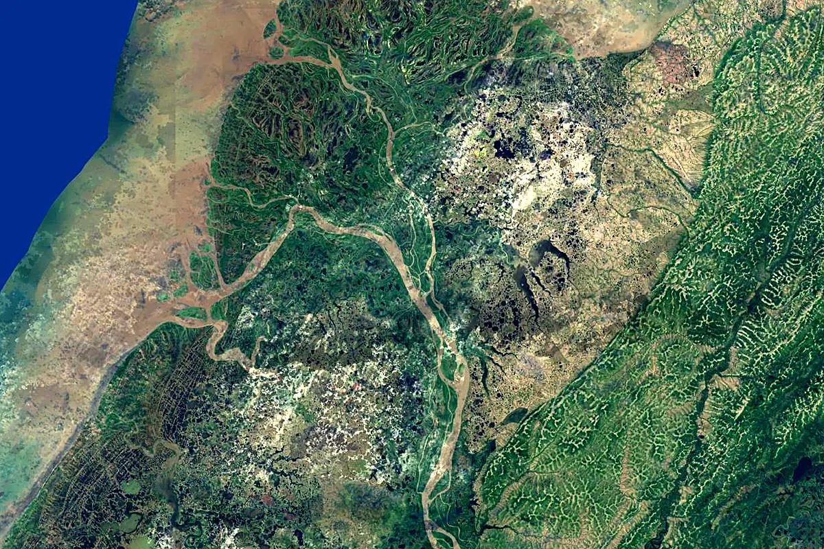 Yukon River: satellite view of the mouth