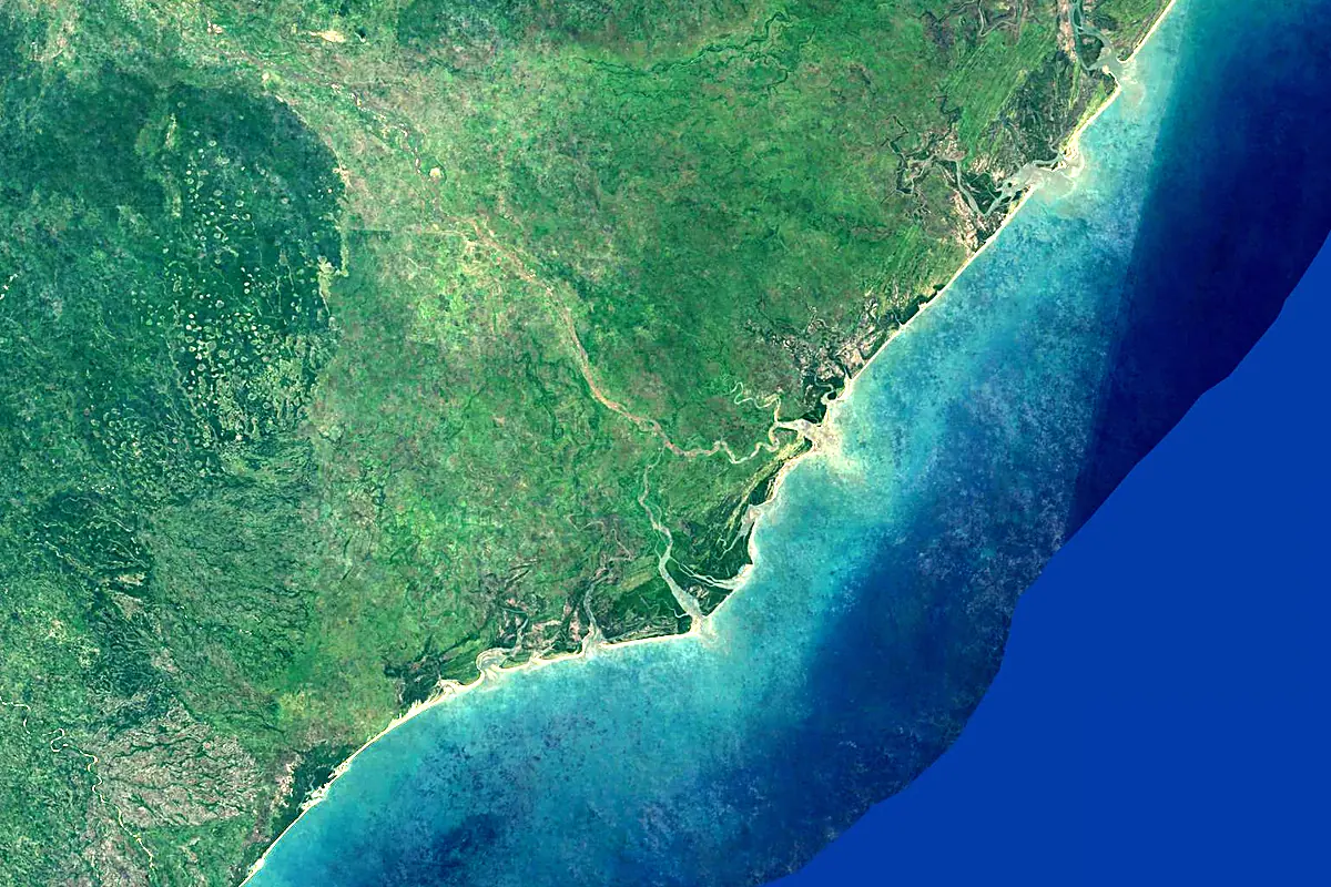 Zambezi River: satellite view of the mouth
