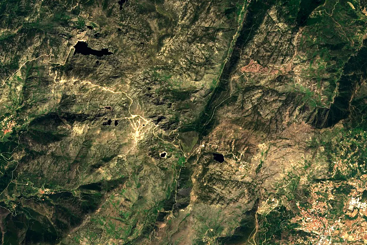 Zêzere River: satellite view of the source