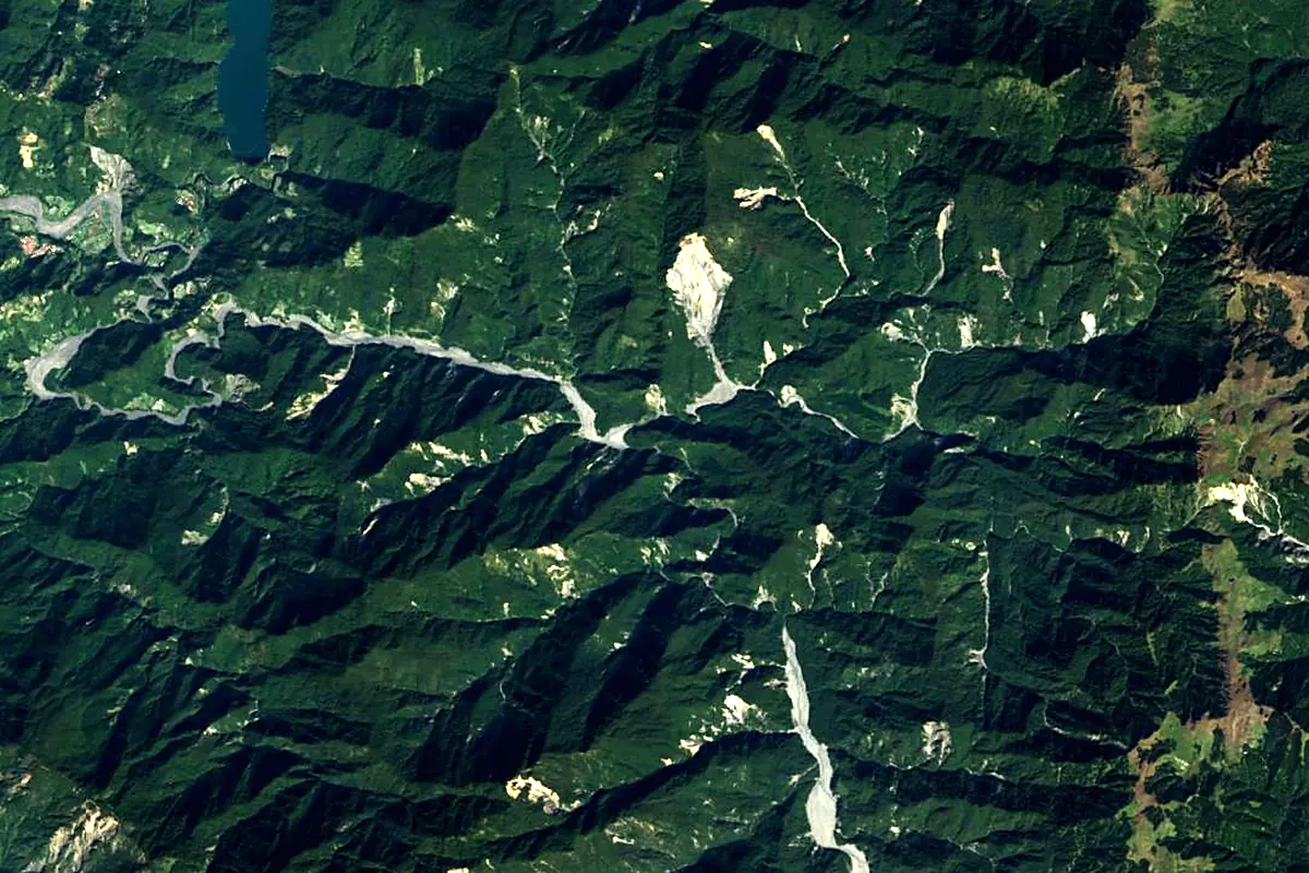 Zhuoshui River: satellite view of the source